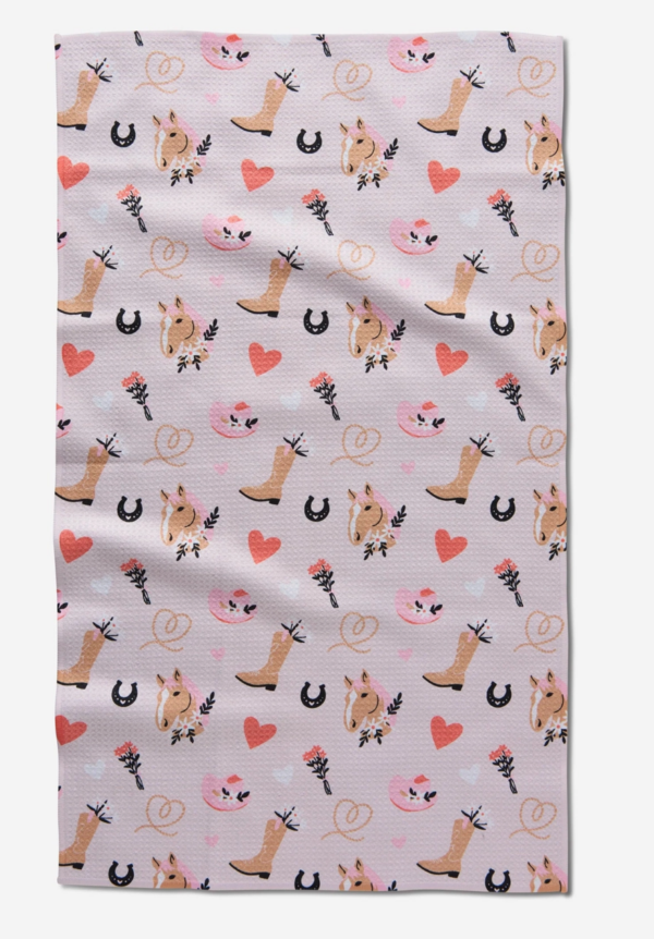 geometry cherry gingham tea towel